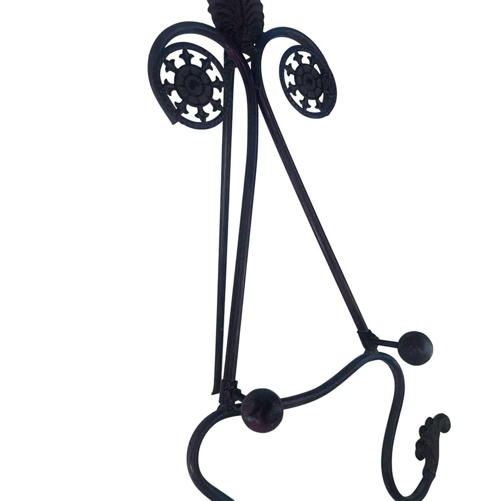 Bronzed Iron Easel Plate Book Stand Display Holder Leaf Scroll 22x14‎